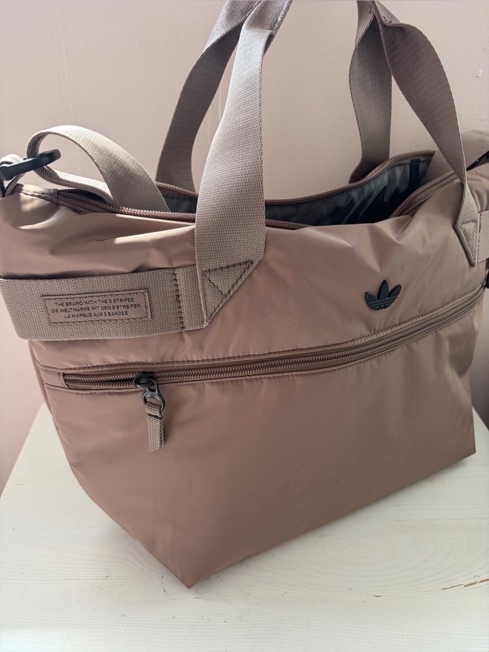 adidas Women’s Taupe Tote Bag with Front Zip Pocket